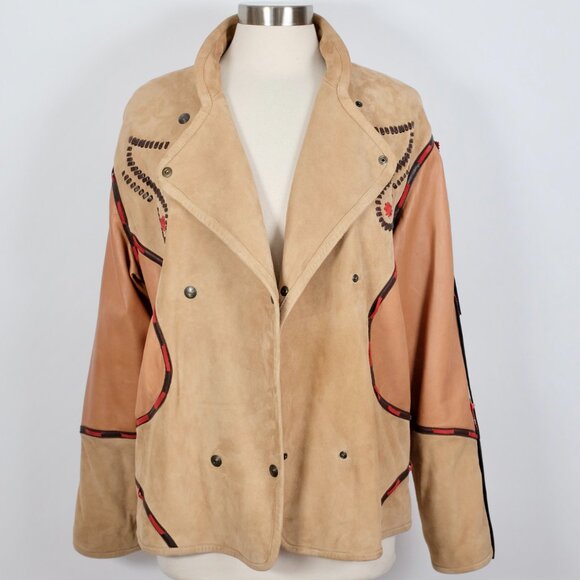 ETRO leather suede jacket 48 US 12 Western Native American tassels - Picture 5 of 13